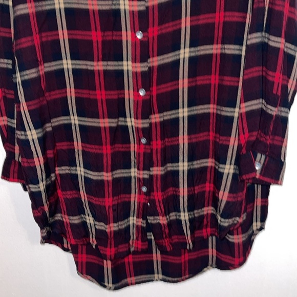 🌹JAG MAGNOLIA LONG PLAID TUNIC SHIRT - Picture 3 of 7
